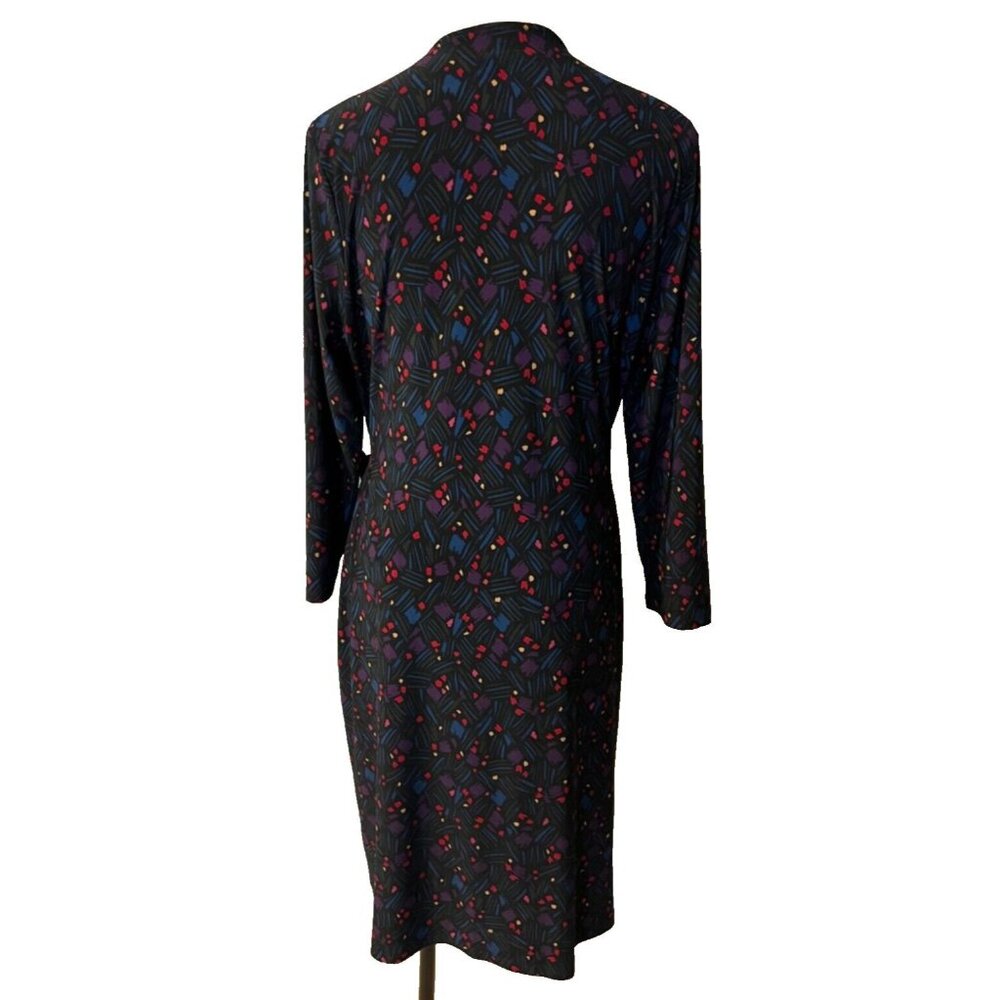 Anne Klein Dress 10 Faux Wrap Print Long Sleeve Stretch Career Church Washable - Picture 4 of 8